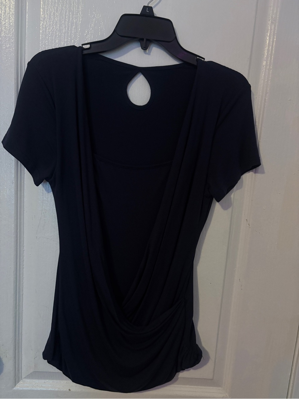 Dark Blue Women’s Drape-Back Short Sleeve Top